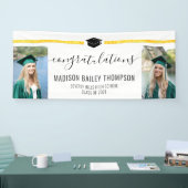 Elegant Gold Glitter Calligraphy Afstuderen Foto Spandoek (Beurs)