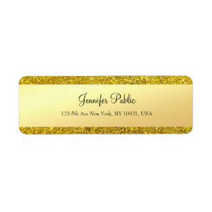 Elegant Gold Glitter Calligraphy Text Sjabloon Etiket