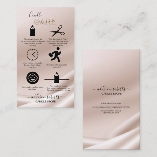 Elegant Gold Glitter Candle Care Visitekaartje (Voorkant / Achterkant)
