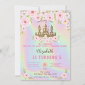 Elegant Gold Glitter Castle Holographic Birthday Kaart (Voorkant)