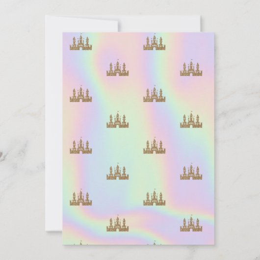 Elegant Gold Glitter Castle Holographic Birthday Kaart (Achterkant)