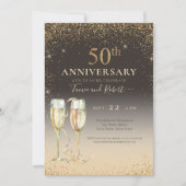 Elegant Gold Glitter Champagne 50ste Jubileum Kaart (Voorkant)