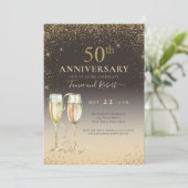 Elegant Gold Glitter Champagne 50ste Jubileum Kaart (Staand voorkant)