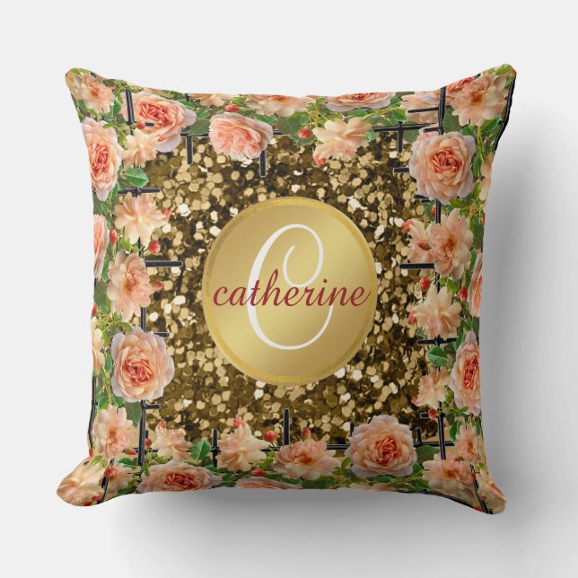 Elegant Gold Glitter Champagne Garden Kussen (Voorkant)