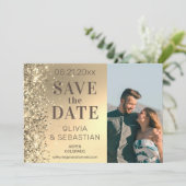 Elegant Gold Glitter Chic Photo Modern Wedding Save The Date (Staand voorkant)