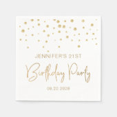 Elegant Gold Glitter Confetti 21st Birthday White Servet (Voorkant)