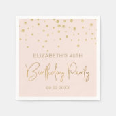 Elegant Gold Glitter Confetti 40th Birthday Blush Servet (Voorkant)