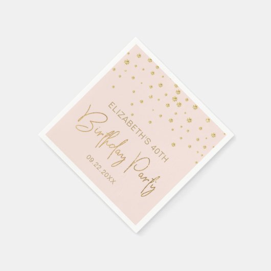 Elegant Gold Glitter Confetti 40th Birthday Blush Servet (Hoek)
