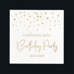 Elegant Gold Glitter Confetti 60th Birthday White Servet<br><div class="desc">Deze elegante verjaardagsluiers zijn voorzien van een gouden diamantconfetti en de woorden "Birthday Party" in gouden faux glitter-typografie op een witte achtergrond. Geef ze een persoonlijk tintje met de naam en het verjaardagsjaar van de gast van de eer en de datum.</div>
