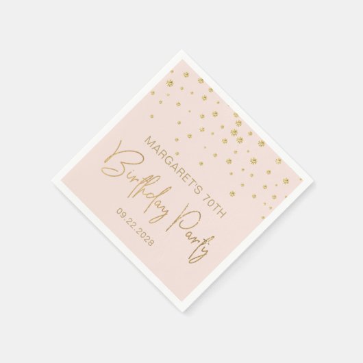 Elegant Gold Glitter Confetti 70th Birthday Blush Servet (Hoek)