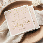 Elegant Gold Glitter Confetti 90th Birthday Blush Servet<br><div class="desc">Deze elegante verjaardagsluiers zijn voorzien van een gouden diamantconfetti en de woorden "Birthday Party" in gouden faux glitter-typografie op een lichtroze achtergrond. Pas ze aan met de naam en het verjaardagsjaar van de eer en de datum.</div>