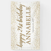 Elegant Gold Glitter Confetti Happy 21st verjaarda Spandoek (Verticaal)