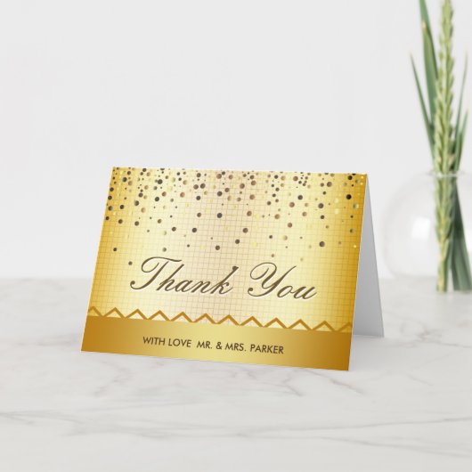 Elegant Gold Glitter Confetti Metal Dank u Bedankkaart (Voorkant)