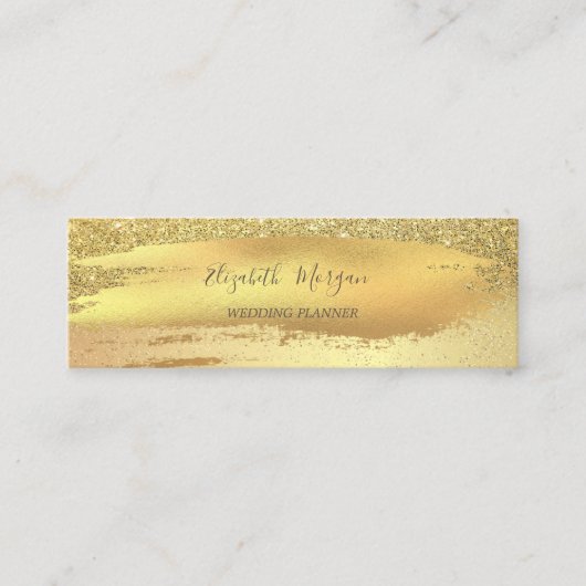 Elegant Gold Glitter Confetti, penseelstreek Mini Visitekaartje (Voorkant)