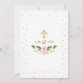 Elegant Gold Glitter Coral Flowers Holy Communion Kaart (Achterkant)