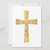 Elegant Gold Glitter Cross Baptisme Invitation Bedankkaart (Achterkant)