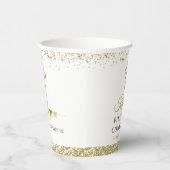 Elegant Gold Glitter Cross First Heilige Communie Papieren Bekers (Rechts)