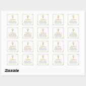 Elegant Gold Glitter Cross First Heilige Communie Vierkante Sticker (Vel)