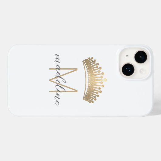 Elegant Gold Glitter Crown Monogram Initiaal Name Case-Mate iPhone Case (Achterkant (horizontaal))