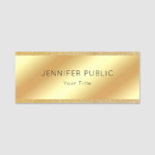 Elegant Gold Glitter Custom Glamoureus Rectangle Naamplaatje (Voorkant)