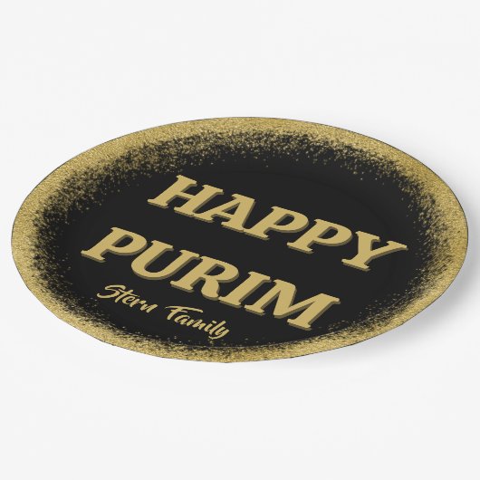 Elegant Gold Glitter Custom Happy Purim Papieren Bordje (Gekanteld)