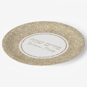 Elegant Gold Glitter Custom Hebrew Happy Purim Papieren Bordje (Gekanteld)