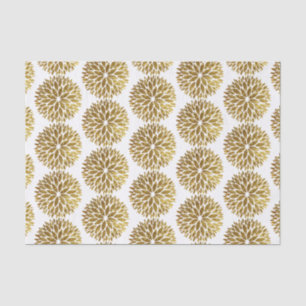 Elegant Gold Glitter Dahlia Flowers op White Tissuepapier