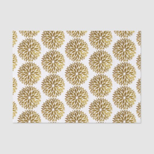 Elegant Gold Glitter Dahlia Flowers op White Tissuepapier (Voorkant)