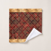Elegant Gold Glitter Damask Burgundy Red Modern Bad Handdoek (Wasdoekje)
