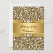Elegant Gold Glitter Diamond Birthday Party 2 Kaart (Achterkant)
