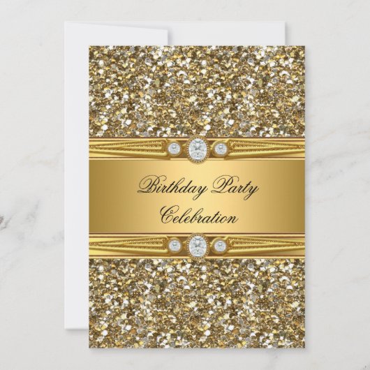 Elegant Gold Glitter Diamond Birthday Party 2 Kaart (Achterkant)
