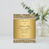 Elegant Gold Glitter Diamond Birthday Party 3 Kaart (Staand voorkant)