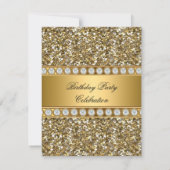 Elegant Gold Glitter Diamond Birthday Party 3 Kaart (Achterkant)