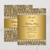 Elegant Gold Glitter Diamond Birthday Party 3 Kaart (Voorkant / Achterkant)