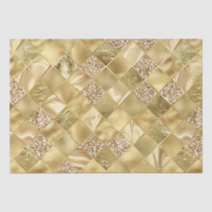 Elegant Gold Glitter Diamond Lattice Pattern Tissuepapier
