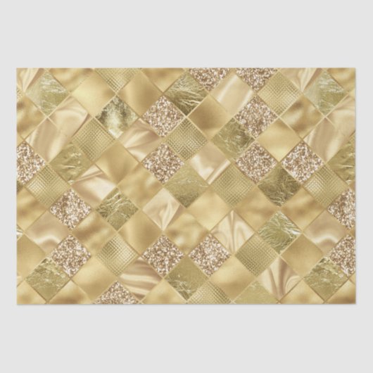 Elegant Gold Glitter Diamond Lattice Pattern Tissuepapier (Voorkant)