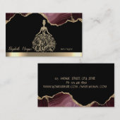 Elegant Gold Glitter Dress Burgundy Agate Visitekaartje (Voorkant / Achterkant)