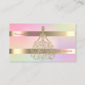 Elegant Gold Glitter Dress, Stripe Holographic Visitekaartje (Voorkant)