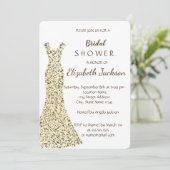 Elegant Gold Glitter Dress Vrijgezellenfeest Kaart (Staand voorkant)