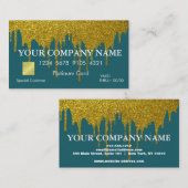 Elegant Gold Glitter Driving Black Credit Kaart Visitekaartje (Voorkant / Achterkant)