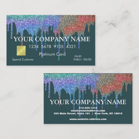 Elegant Gold Glitter Driving Black Credit Kaart Visitekaartje (Voorkant / Achterkant)