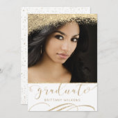 Elegant Gold Glitter Dust Script Afstuderen Kaart (Voorkant / Achterkant)