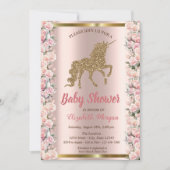 Elegant Gold Glitter Eenhoorn Rozen Baby shower Kaart (Voorkant)