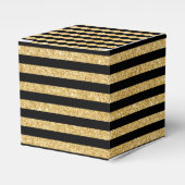Elegant Gold Glitter en Black Stripe Pattern Bedankdoosjes (Voorkant Zijde)