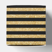 Elegant Gold Glitter en Black Stripe Pattern Bedankdoosjes (Bovenkant)