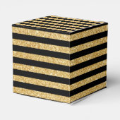 Elegant Gold Glitter en Black Stripe Pattern Bedankdoosjes (Achterkant)
