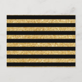 Elegant Gold Glitter en Black Stripe Pattern Briefkaart (Voorkant)