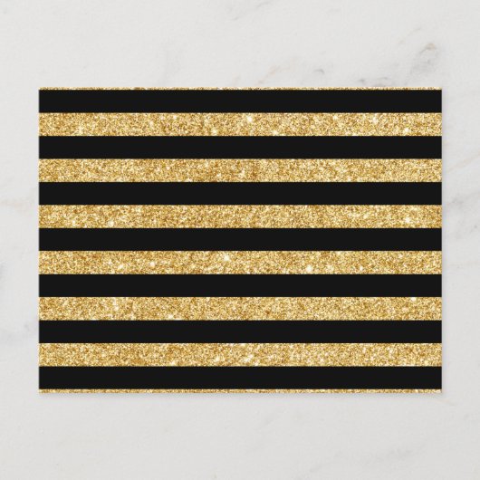 Elegant Gold Glitter en Black Stripe Pattern Briefkaart (Voorkant)
