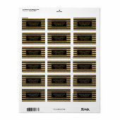 Elegant Gold Glitter en Black Stripe Pattern Etiket (Full Sheet)