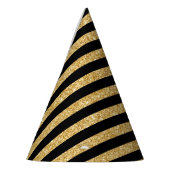 Elegant Gold Glitter en Black Stripe Pattern Feesthoedjes (Links)